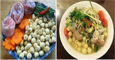 Cách làm móng giò hầm hạt sen thơm ngon bổ dưỡng