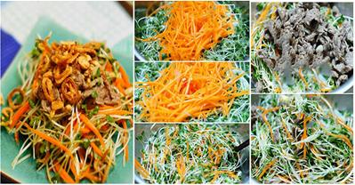 Hướng dẫn cách làm salad rau cải mầm trộn thịt bò ngon