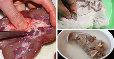 Mẹo nhỏ làm sạch, khử mùi gan, lưỡi, dạ dày, cật heo