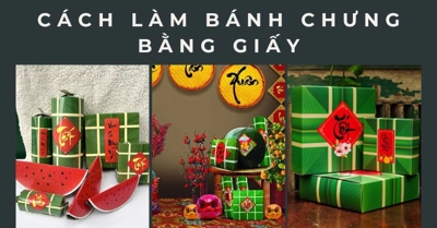 [Nổi bật nhất] Cách làm bánh chưng bằng giấy thủ công trang trí Tết 