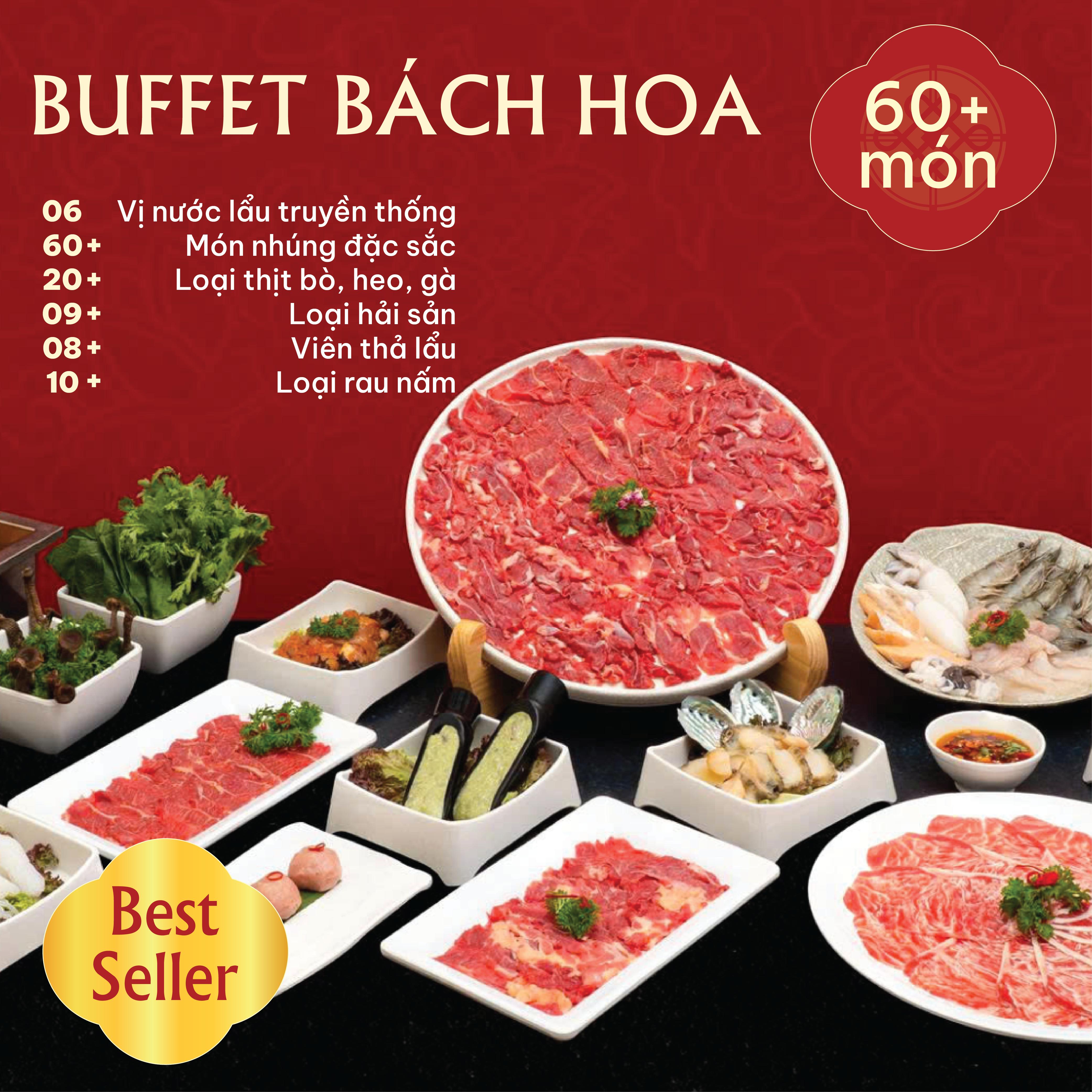 Suất Buffet Bách Hoa, Giá 495K, 60+ món