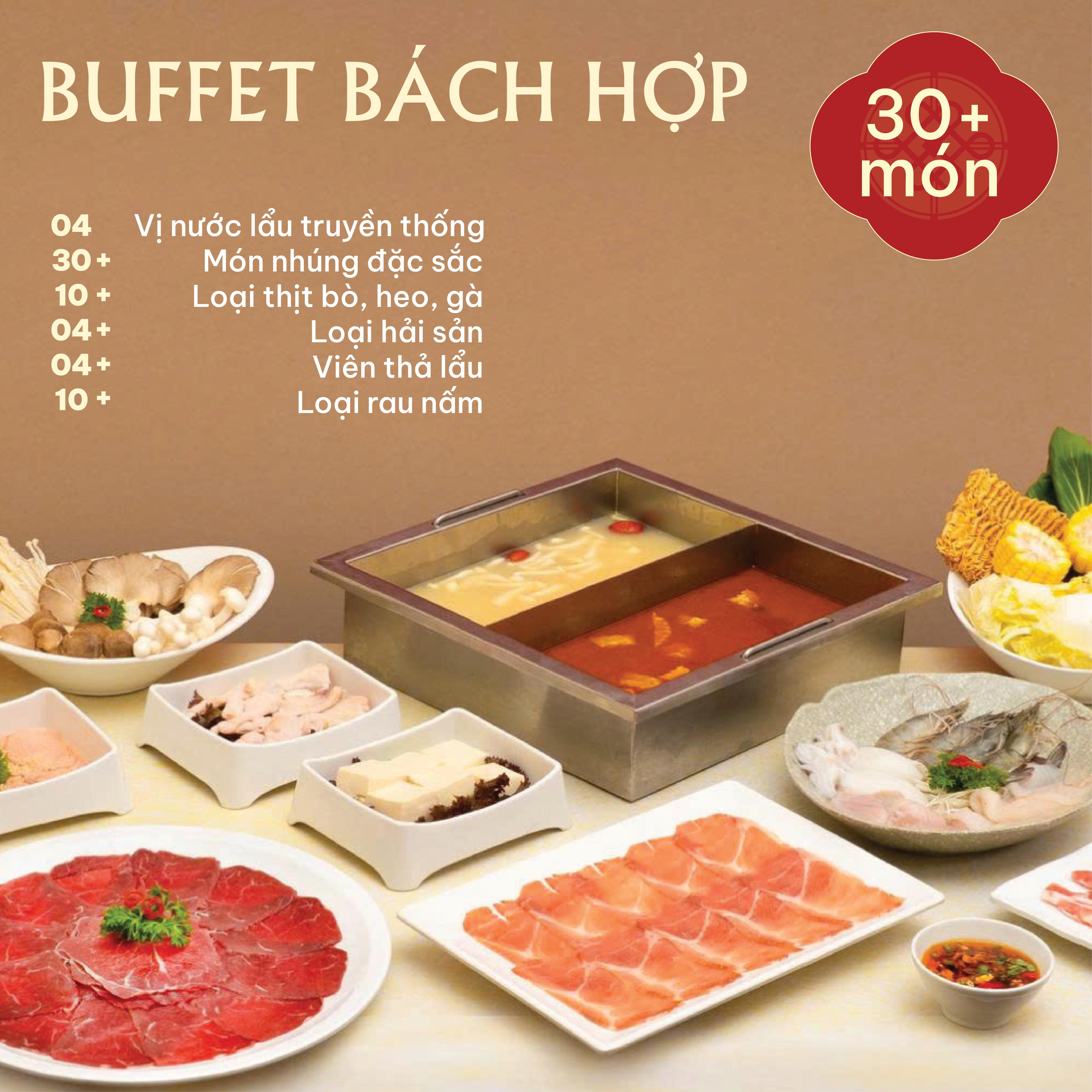 Suất Buffet Bách Hợp, Giá 269K, 30+ món